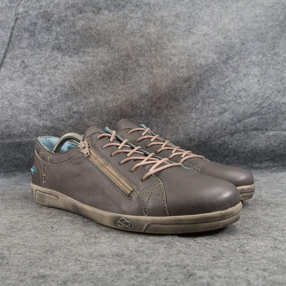 Cloud Shoes Womens 43 Aika Sneakers Leather Lace Up Zip Lifestyle Casual Comfort
